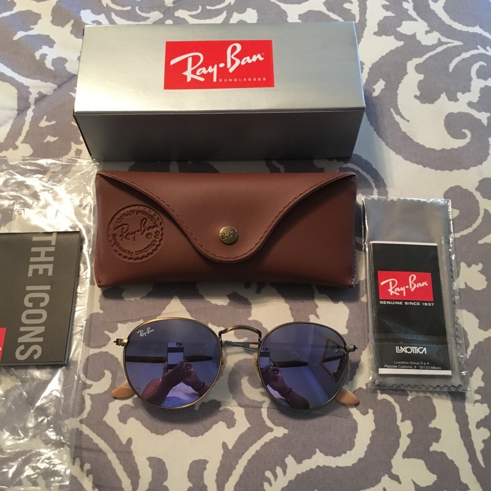 Ray Ban lilac brushed bronze mirror sunglasses